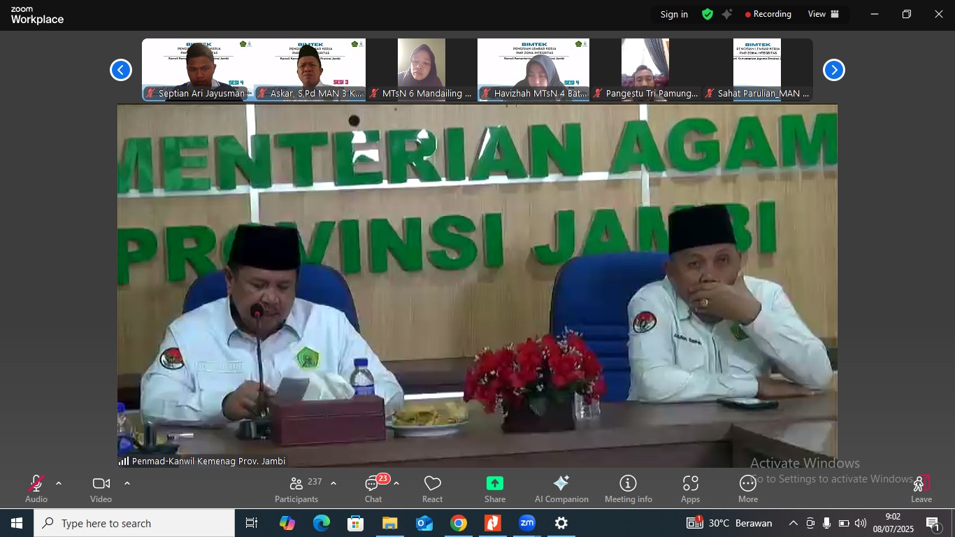 Sesi Keempat Bimtek ZI, GTK MTsN 5 Batang Hari Turut Partisipasi Sesi Keempat Bimtek ZI, GTK MTsN 5 Batang Hari Turut Partisipasi