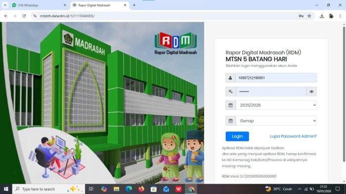 Wali Kelas IX dan Guru Mata Pelajaran MTsN 5 Batang Hari Mulai Input Data dan Nilai pada RDM