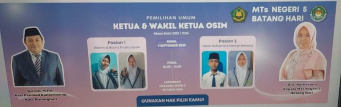 Persiapan Pemilihan Ketua dan Wakil Ketua OSIM MTsN 5 Batang Hari Capai 80%, Kedua Paslon Gencar Kampanye Visi Misi