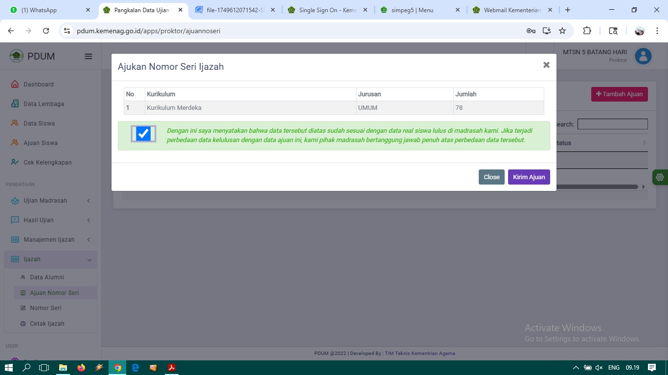  Langkah Selanjutnya, Operator Lakukan Pengajuan Nomor Seri Ijazah