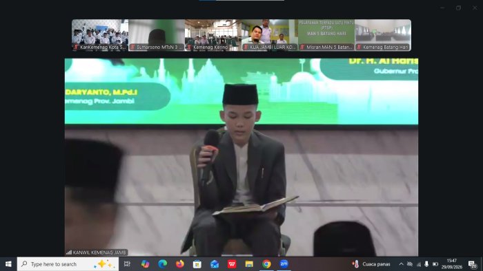 Abizar Ramadhan Tampil Memukau, Qori MTsN 5 Batang Hari Buka Kegiatan Bersama Wakil Menteri Agama RI