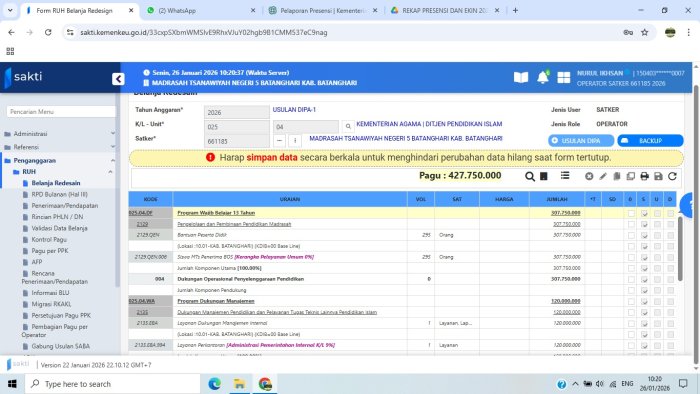 MTsN 5 Batang Hari Lakukan Revisi Anggaran Tahap I Tahun Anggaran 2026
