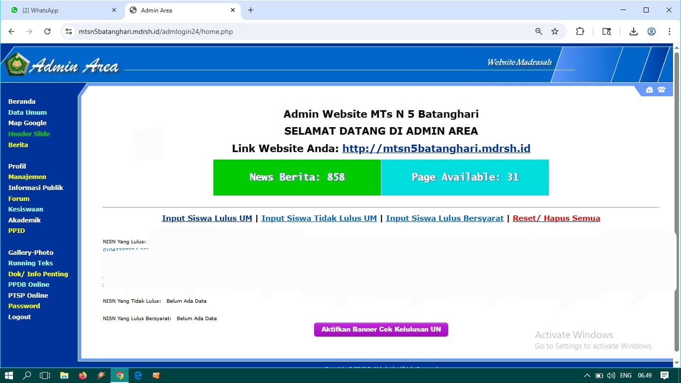 Usai Rapat Kelulusan, Admin Website Input Data Kelulusan Siswa Kelas IX 