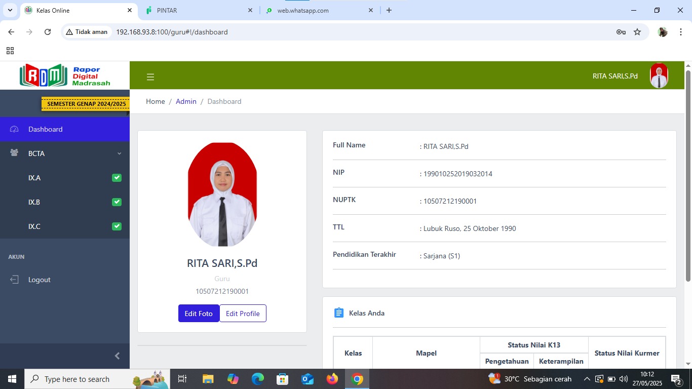 Pengisian RDM Nilai Raport Semester Genap Siswa Kelas IX MTsN 5 Batanghari Pengisian RDM Nilai Raport Semester Genap Siswa Kelas IX MTsN 5 Batanghari