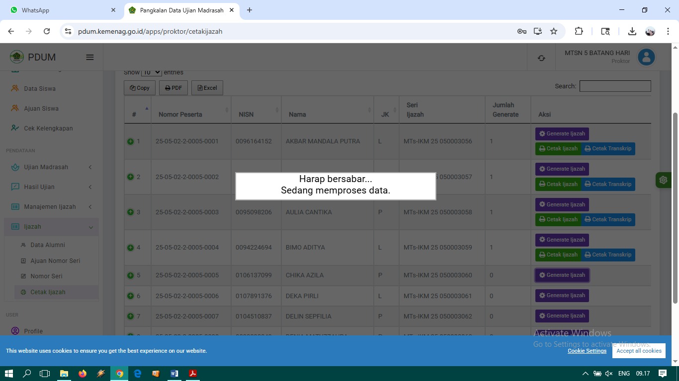 Munculnya Nomor Seri Ijazah, Operator Generet Ijazah di PDUM Munculnya Nomor Seri Ijazah, Operator Generet Ijazah di PDUM