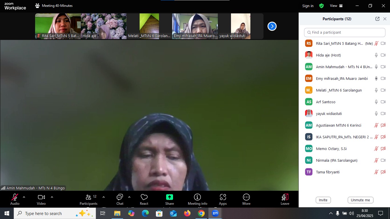 Melalui Teleconference Zoom Meeting, Guru IPA MTsN 5 Batang Hari Ikuti MGMP IPA Se-Provunsi Jambi