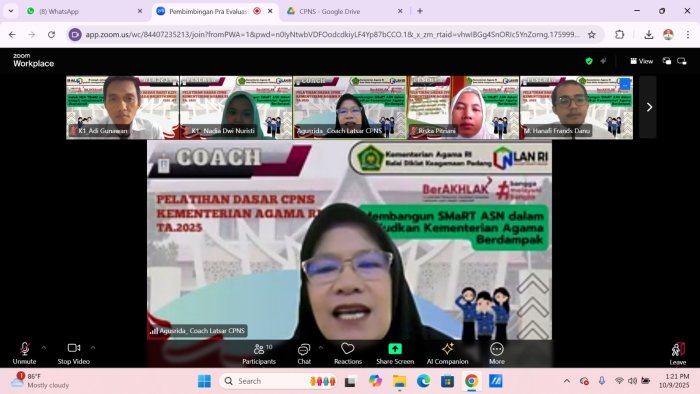 Pembimbingan Pra Evaluasi Latsar CPNS Angkatan XI Tahun 2025 Digelar Secara Daring