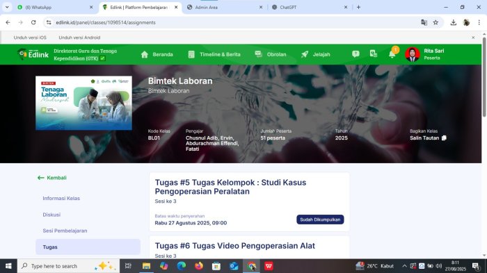 Guru IPA MTsN 5 Batang Hari Selesaikan Seluruh Tugas Mandiri Bimtek Tenaga Laboran di LSM Edlink