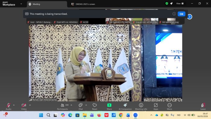 Perkuat Program Kesehatan Madrasah, Pembina UKM MTsN 5 Batang Hari Ikuti Rakor UKS/UKM Via Zoom