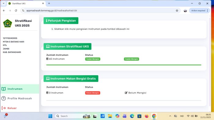 MTsN 5 Batang Hari Lakukan Pengisian Data Stratifikasi UKS Tahun 2025 MTsN 5 Batang Hari Lakukan Pengisian Data Stratifikasi UKS Tahun 2025