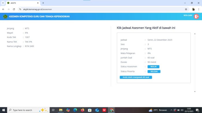 Empat Guru MTsN 5 Batang Hari Ikuti AKG dengan Lancar