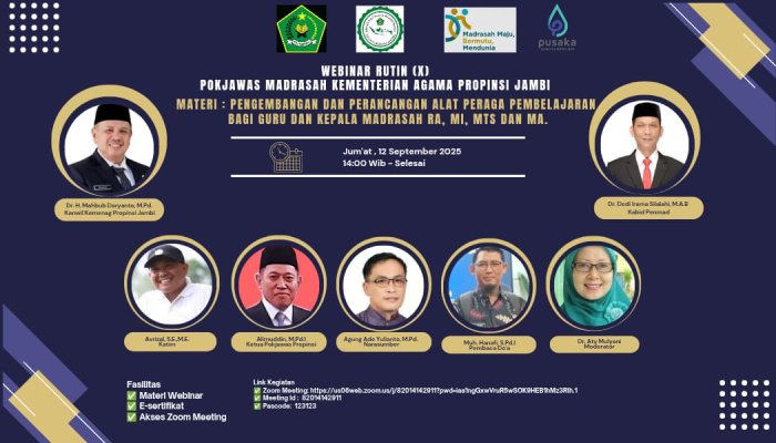 Kepala MTsN 5 Batang Hari dan Majelis Guru Ikuti Webinar Pengembangan dan Perencanaan Alat Peraga Pembelajaran