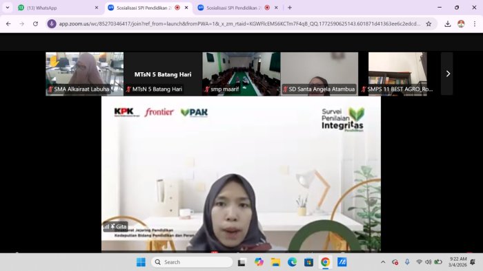 MTsN 5 Batang Hari Ikuti Sosialisasi Survei Penilaian Integritas Pendidikan Secara Daring MTsN 5 Batang Hari Ikuti Sosialisasi Survei Penilaian Integritas Pendidikan Secara Daring