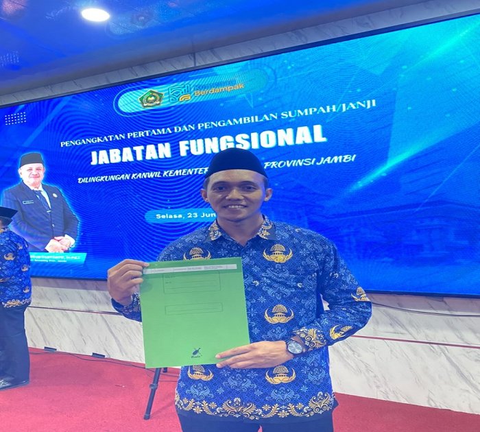 Guru PJOK MTsN 5 Batang Hari Resmi Dilantik dalam Jabatan Fungsional di Kanwil Kemenag Provinsi Jambi