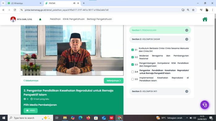 MTsN 5 Batang Hari Ikuti Pelatihan Pendidikan Kesehatan Reproduksi Remaja Berperspektif Keislaman