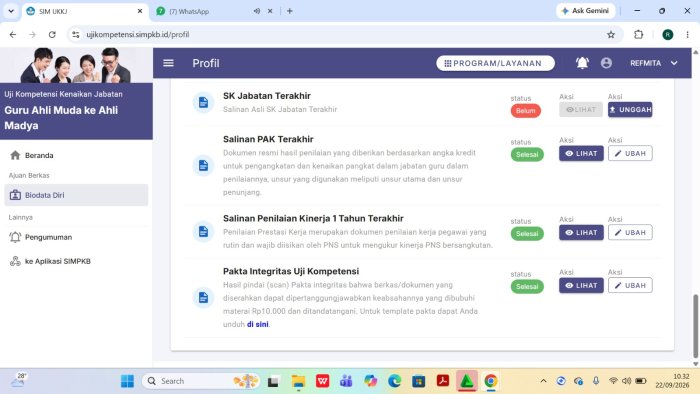 Guru MTsN 5 Batang Hari Refmita, S.Pd. Mulai Daftar UKKJ Periode 2 Tahun 2026 Guru MTsN 5 Batang Hari Refmita, S.Pd. Mulai Daftar UKKJ Periode 2 Tahun 2026