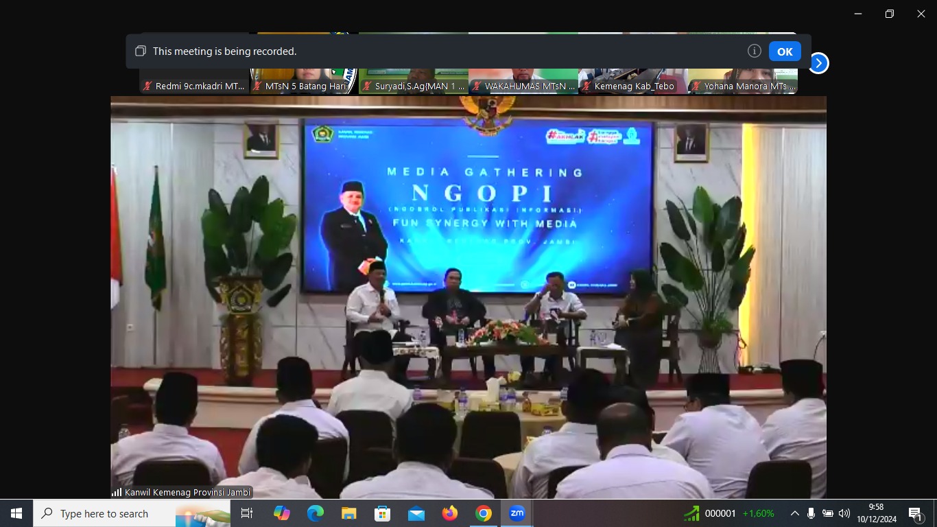 Tingkatkan sinergi dengan media, MTsN 5 Batang Hari ikuti Media Gathering â€œNGOPI (Ngobrol Publikasi Informasi) melalui zoom