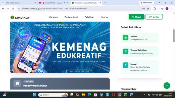 Tiga ASN MTsN 5 Batang Hari Ikuti Roadshow Webinar Pemanfaatan Teknologi AI melalui Live Streaming YouTube