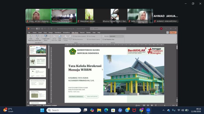 Perkuat Koordinasi dan Kinerja, MTsN 5 Batang Hari Ikuti BSKMG Secara Virtual Perkuat Koordinasi dan Kinerja, MTsN 5 Batang Hari Ikuti BSKMG Secara Virtual
